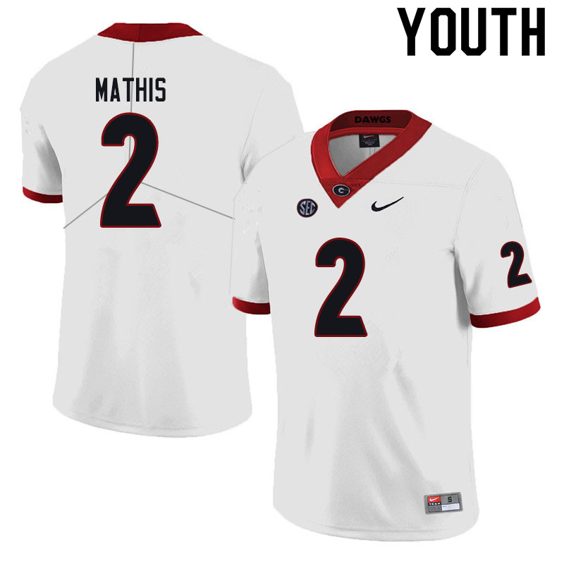 Georgia Bulldogs Youth D'Wan Mathis #2 Black Stitched College UGA Football Jersey 23KL015AE